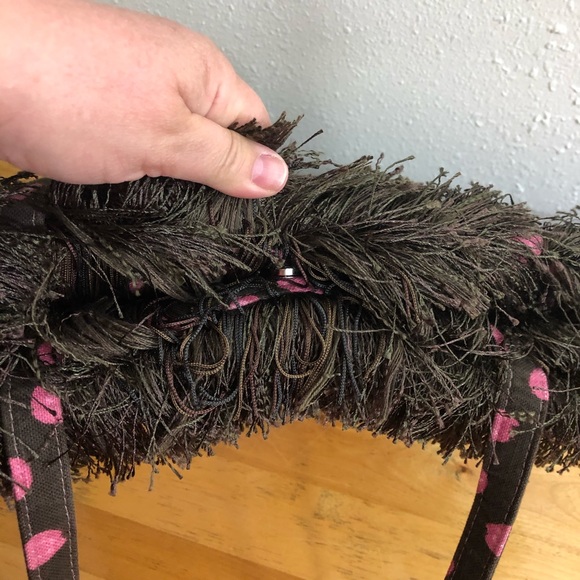 Bagalitas By Janice Pink Plaid Purse Hand Bad Brown Trim Eclectic Spring - Picture 4 of 10